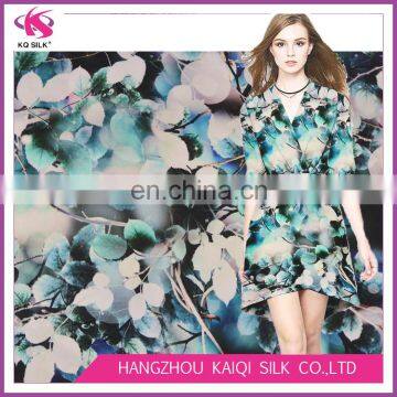 2017 New Style Stretch Satin Fabric Orchard Botanic Digital Printing Silk Spandex Silk Satin fabric for Garments