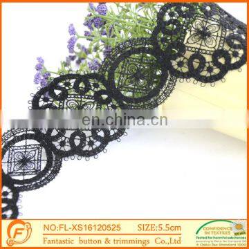 Lotus Root Shape Black Lace For Garment Fabric Lace Triming