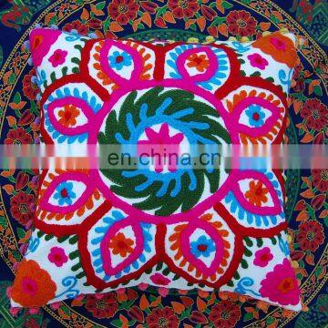 16" PILLOW CUSHION COVER Indian Suzani Embroidered Home Decorative Sofa Pillow Cushion cases throw Hippie Bohemian art wholesale