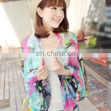 2015 Newestsummer fashion design polyester chiffon Uv protection shawl scarf(PP604HL-P)