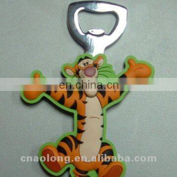 new custom fashion design soft pvc cartoon character metal beer bottle opener