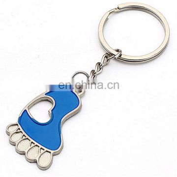 Custom cheap high quality small foot shape metal key chain