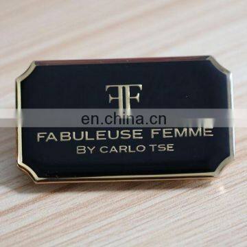 label shaped custom metal logo for handbags