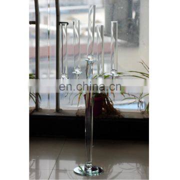 Set of Crystal Candle Holders 5 Arms Glass Candle Flame Protectors Candlestick photo-2
