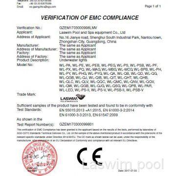 VERIFICATION OF EMC COMPLIANCE (for underwater lig