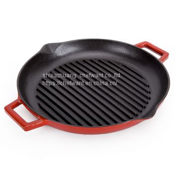 cast iron cookware /Enamel Cast Iron Round Non-stick Grill Griddle Cooking Pan