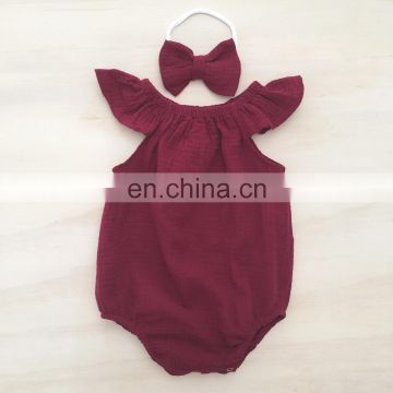 Baby Muslin Flutter Sleeve Bodysuit Organic Baby Romper Clothes