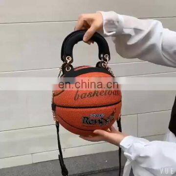 retail  pu leather China Tas Tangan Wanita Women Ladies Handtaschen Borsetta Donna Ball Shape Basketball Handbag