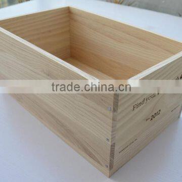 Engraved Logo Natural Color Solid Wooden Crate