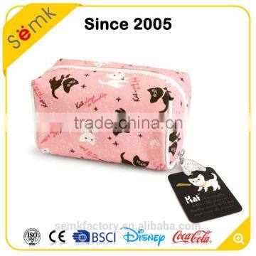 Custom Made Animal Printing Women Pink Pvc Canvas Cosmetic Bag photo-4