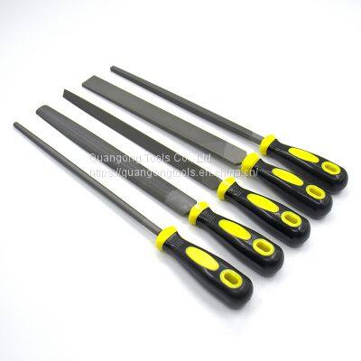 Quangong 5pcs High Carbon Steel File Set Rubber Handle-Flat/Round/Square/Semicircle File Set