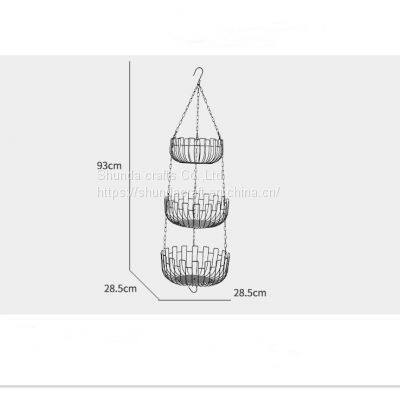 European Three-Layer Fruit Hanging Basket Creative Iron Art Removable Fruit Basin Storage Basket Cradle Home Furnishing Articles