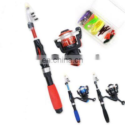 Mini ultra short easy to carry fishing rod set ice  rod  wheel set Children's fishing kit factory price