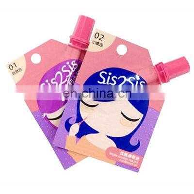 Custom printed cosmetic make-up spout pouch for foundation and  concealer