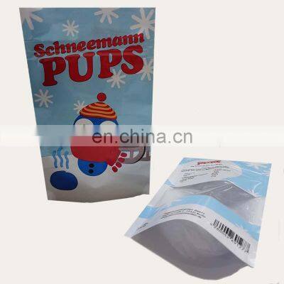 Resealable food grade packaging pouch kraft paper stand up zipper bag with clear window and foil