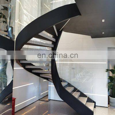 Customized spiral marble staircase stainless steel spiral solid wood stairs