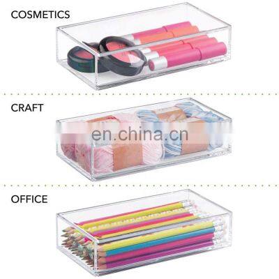 Custom Small Makeup Organizer Box Acrylic Storage Box With Lid