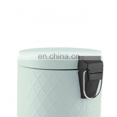 3L/5L/12L Embossed Pedal Bin With Toilet Brush Holder Bathroom Accessories 2 Pieces Set Stainless Steel Waste Bin photo-4