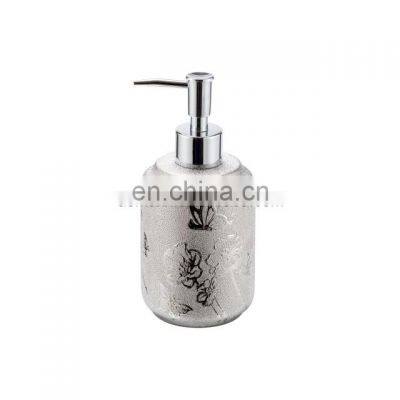 Elegant Silver Design 6pcs Relief Hand Painted Ceramic Bathroom Accessory Sets With Soap Dispenser Toilet Brush photo-4