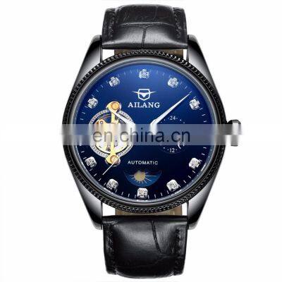 AILANG 8503G Luxury Hardlex Diamond Watch Automatic Mechanical Leather Band Wristwatch Diamond Decoration Men Watch photo-2