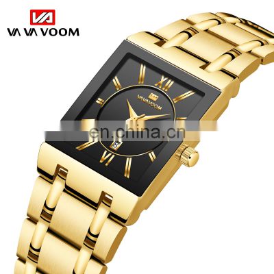 VA VA VOOM 2431 Luxury Gentlemen Japan Quartz Wrist Watch Stainless Steel Auto Date Wristwatches Business Watch