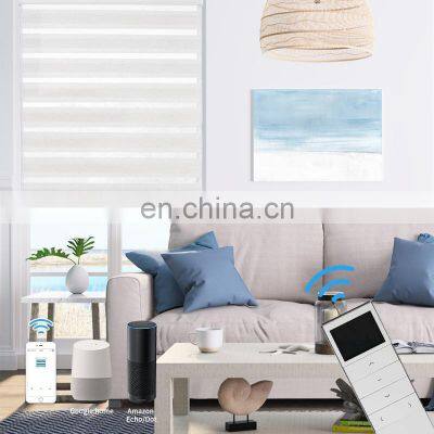 Zwave/ Tuya Battery Remote Control Roll Up Double Layers Duo Shades Zebra Blinds Wifi Motorised Roller Shade photo-5