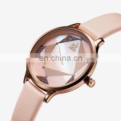 SHENGKE Creative Geometric Figure Dial Watch K0117L Woman Beautiful Watch Wrist Luxury Pink Sweet Maiden Handwatch