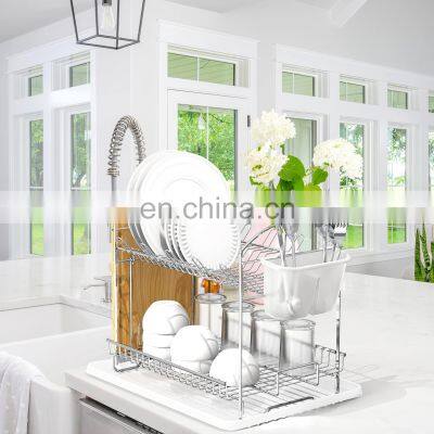 2-Tier Dish Rack With Drainboard, Chrome photo-2