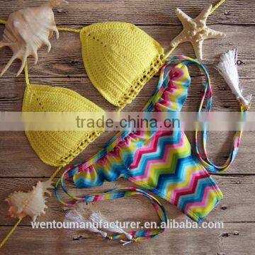 Women Summer Vintage Crochet Beach Bikini Set 2016 Hot Sale Sexy Push Up Padded Swimwear Quality Choice photo-4