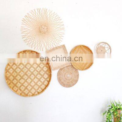 Decorative Woven Bamboo Wall Hanging Decor Set Rattan Wall basket decor Wholesale Vietnam Supplier