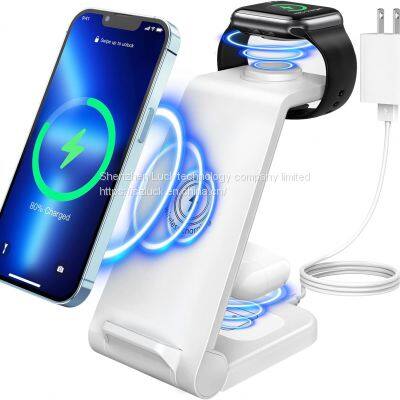 Mobile Phone Wireless Charger Station Desktop 3 in One Magnetic Quick 18W OEM Qi Wireless Charge TYPE-C Qi Phone Stand 3in1
