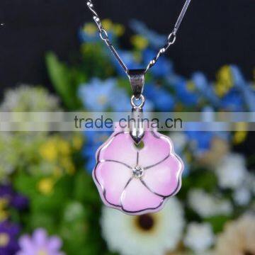 enamel famille rose porcelain glazed ceramic flower pendant necklace