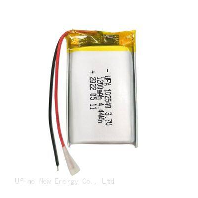 China Battery Manufacturer Supply Rechargeable UFX 102540 3.7V 1200mAh Li-Polymer Battery For Beauty Device