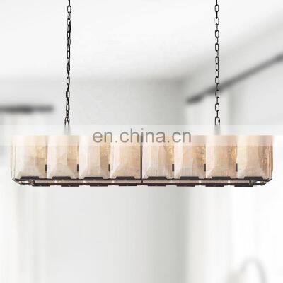 Modern Alabaster Square Block Pendants Chandelier Lighting fixture For Living Room Dining Room Kitchen Island Foyer Lobby