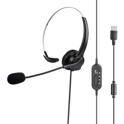 Wired Quick Disconnect Computer PC Call Center USB Headset with Microphone