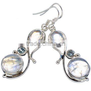 RAINBOW MOON STONE 925 STERLING SILVER EARRINGS ,925 STERLING SILVER JEWELRY WHOLE SALE,JEWELRY EXPORTER EARRINGS