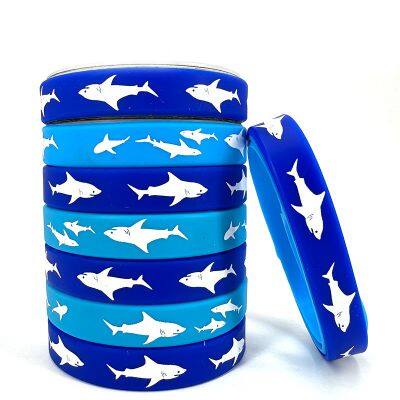 Worldwide Shipping Printed Pattern Shark Theme Holiday Party Sea Life Silicone Bracelets for Men and Women