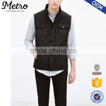 New Design Custom Cheap 2016 Mens Black Quilted Waistcoat