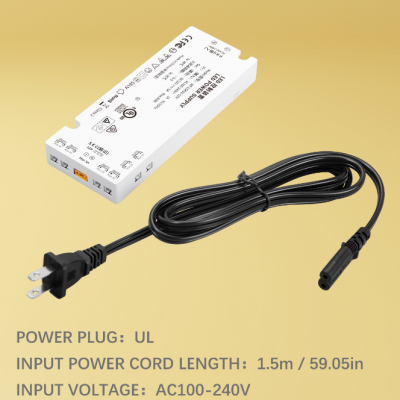 19.5mm LED Power Supply Driver UL CE UKCA KC FCC PSE 12V/24V 40W/60W