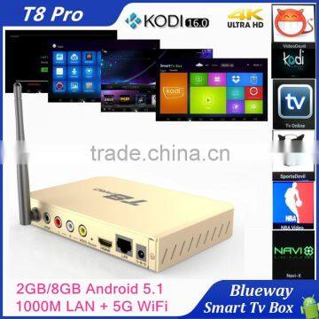 T8 PRO Android 5.1 TV Box KODI 16.0 2G/8G Amlogic S812 Set-Top Box With Dual-band 2.4G/5G WiFi Bluetooth 4.0 Smart TV Receiver                        
                                                Quality Choice
                                         