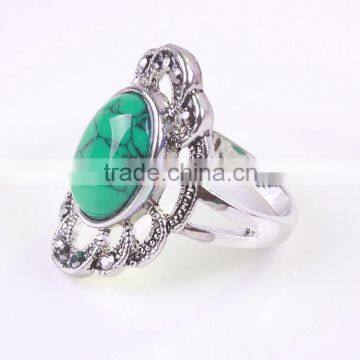 Fashion Rhodium Silver Jewelry Big Ring With Turquoise Stone Indian Ring photo-3