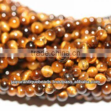 TIGER EYE ROUND BEADS GEMSTONE