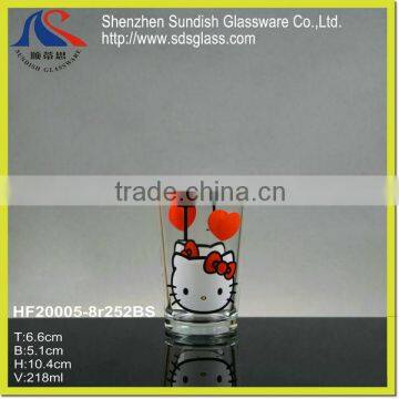 2015 glass tumbler glass cup printed with hello kitty