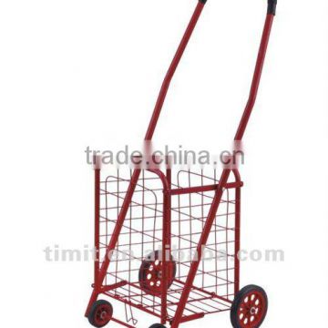 Simple Design Practical Aluminum Foldable Red Shopping Trolley Cart