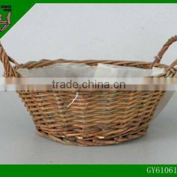 2016 oval willow basket with lined and handle/ willow basket