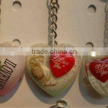 Promotional amber keychain,heart sharp amber keychain