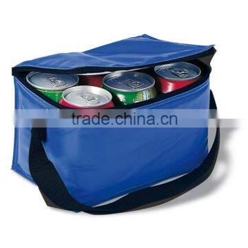 navy blue single compartment nylon 6 cans pack cooler bag