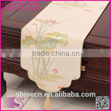 customized size Chinese Classical national water lily fabric table runners