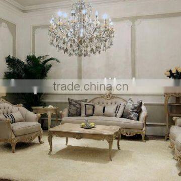 Foshan elegant living room furniture set European royal design wood living room sofa set