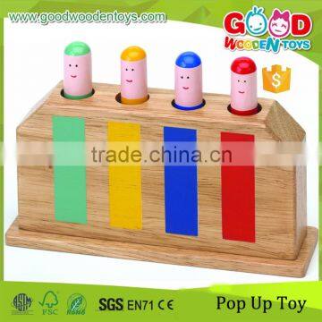 EU Standard Solid Wood Made Pop Up Toy Colorful Wooden Baby Toy for Sale